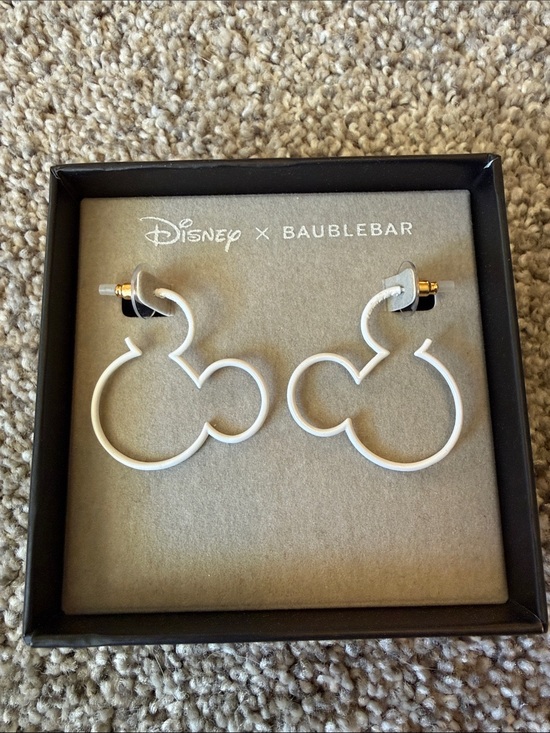 BaubleBar Jewelry - NIB Disney x BaubleBar White Mickey Outline Earrings